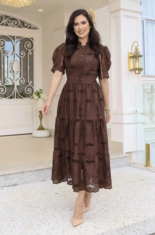 Vestido Emily Diverse em lese 100% algodão bordado – 38 ao 48 - Imagem 9