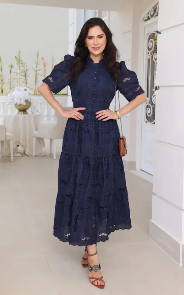 Vestido Emily Diverse em lese 100% algodão bordado – 38 ao 48
