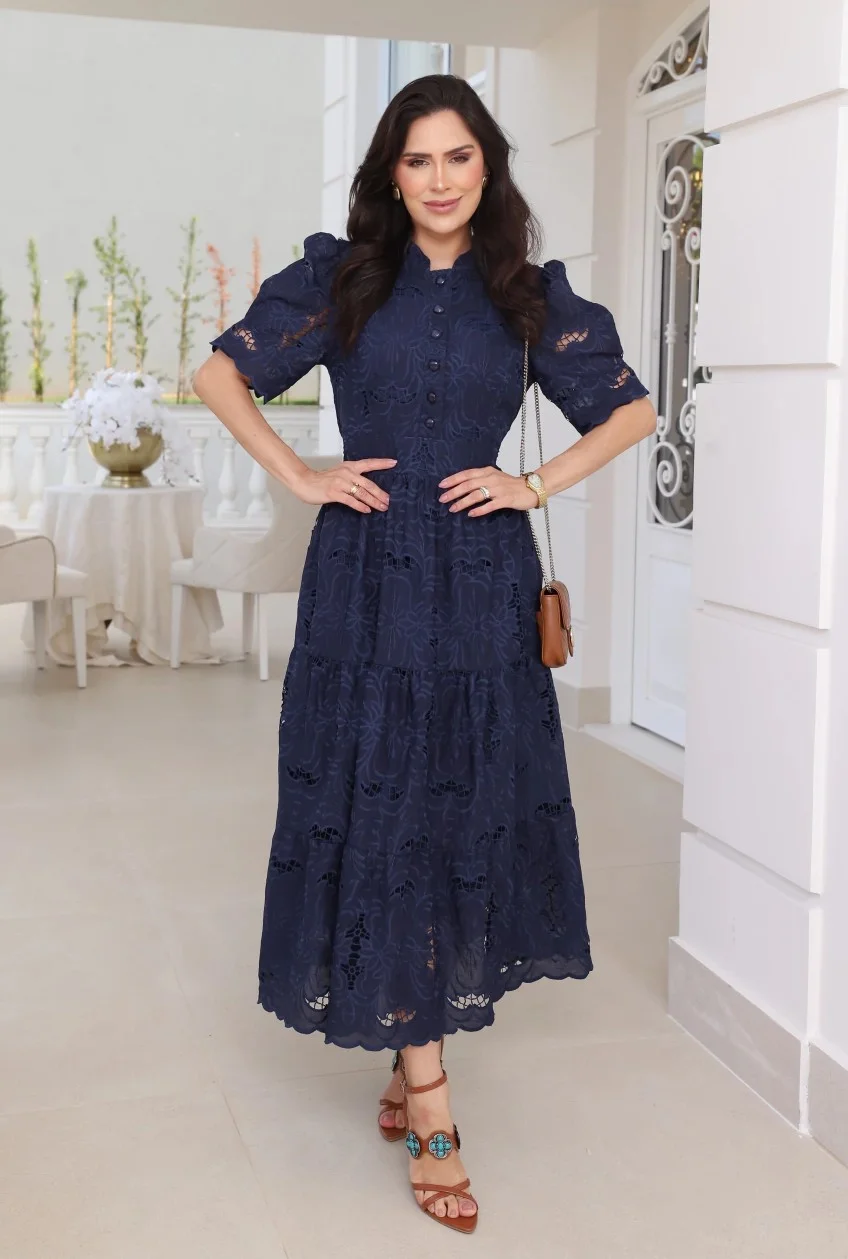 Vestido Emily Diverse em lese 100% algodão bordado – 38 ao 48
