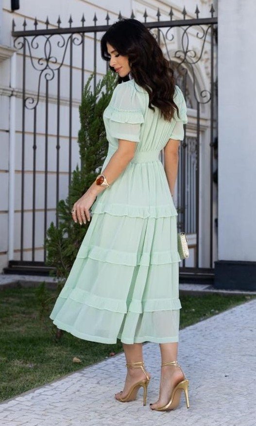Vestido premium Crystal em chiffon, forrado - Imagem 10