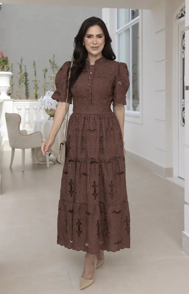 Vestido Emily Diverse em lese 100% algodão bordado – 38 ao 48 - Imagem 6