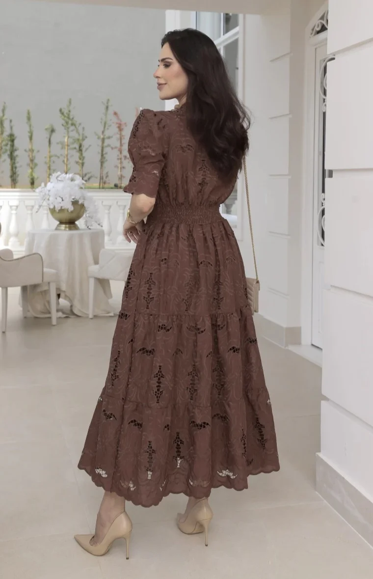 Vestido Emily Diverse em lese 100% algodão bordado – 38 ao 48 - Imagem 10