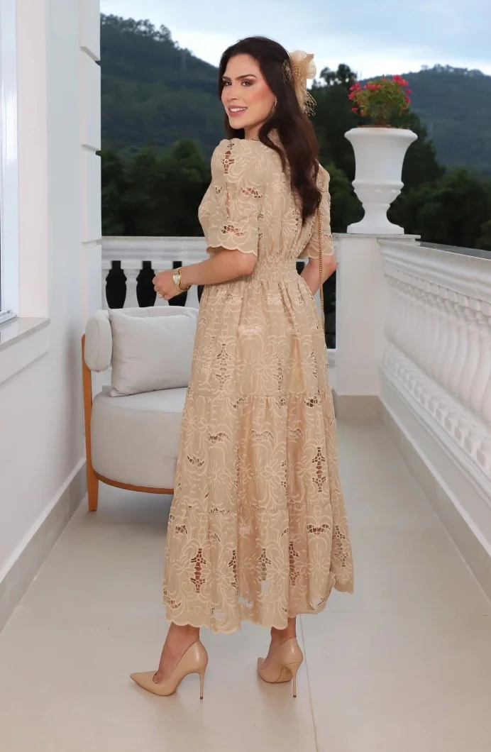 Vestido Emily Diverse em lese 100% algodão bordado – 38 ao 48 - Imagem 8