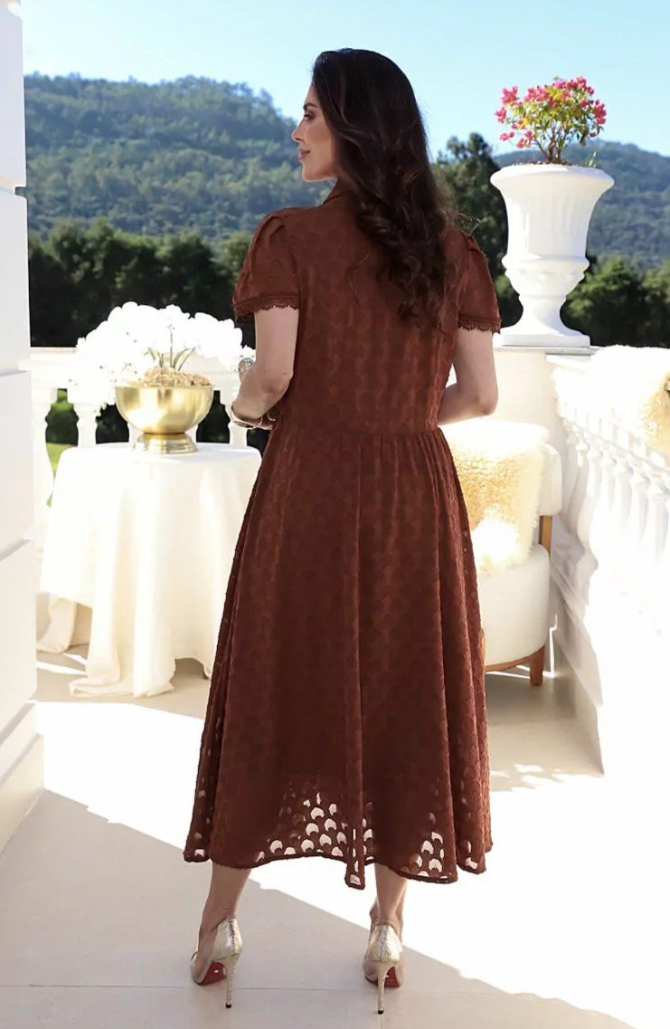 Vestido premium Julia chiffon devorê, forrado - Imagem 4