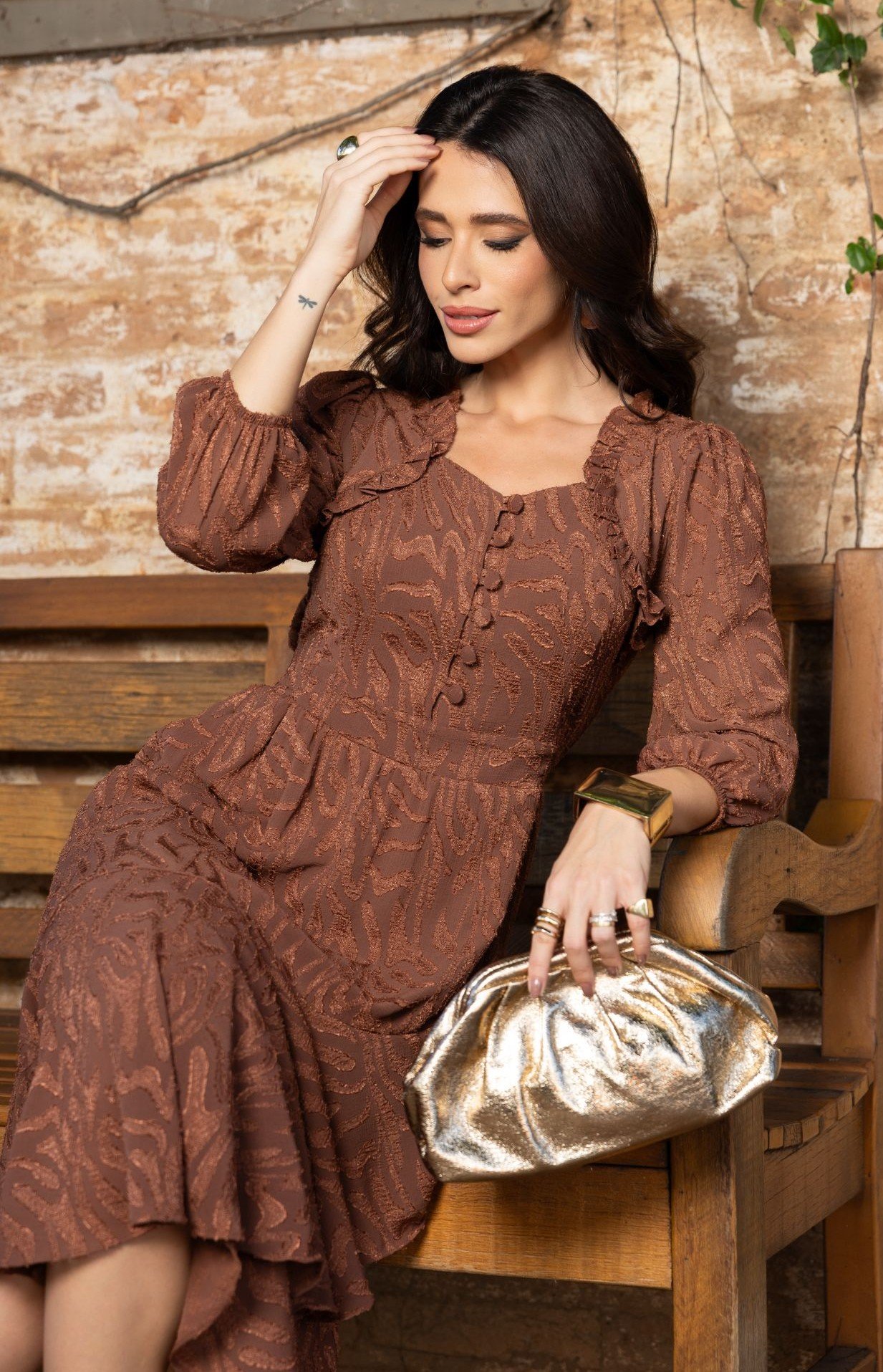 PROMOÇÃO - Vestido premium Kelly feito em chiffon devorê, forrado - Imagem 7