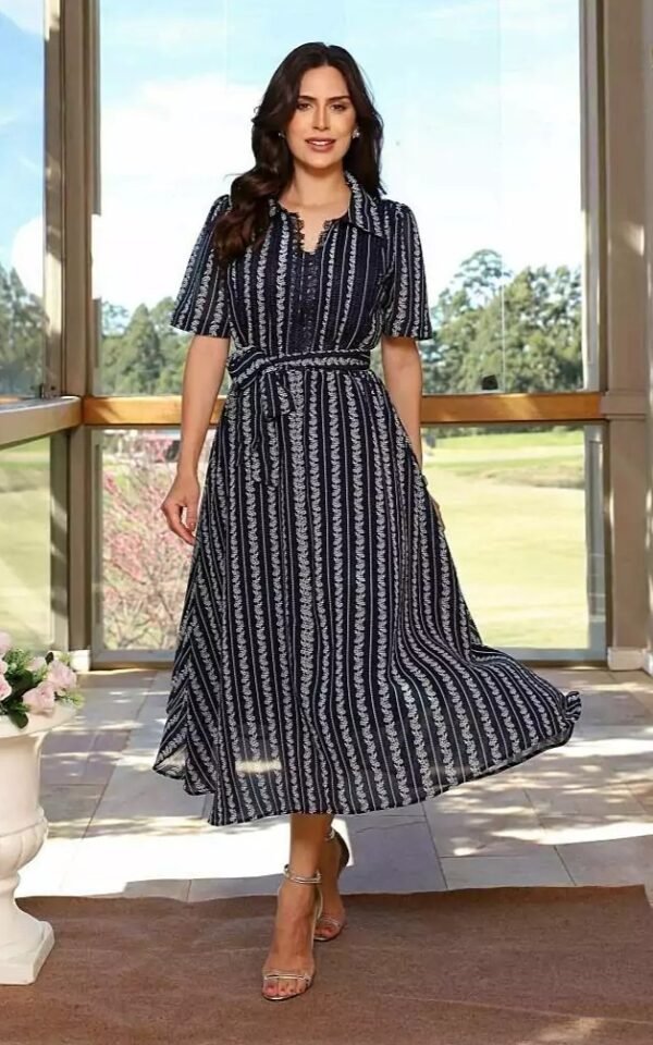 Vestido premium Flavia chiffon estampado, forrado