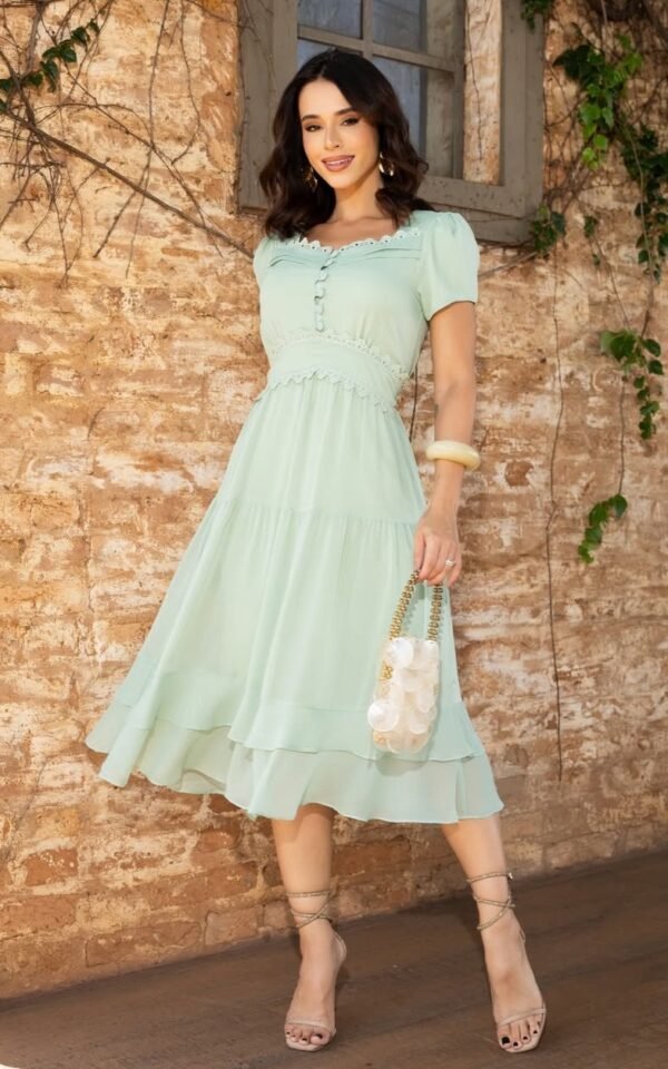PROMOÇÃO - Vestido premium Sol chiffon em chiffon seda, forrado