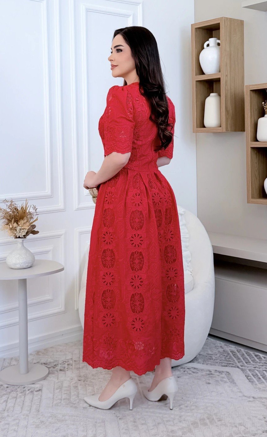 Vestido premium Victoria em lese algodão bordado, forrado - Imagem 11