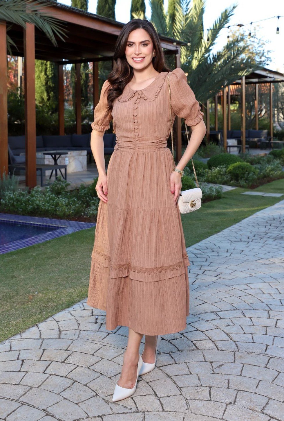 Vestido premium liz feito em crepe plissado, forrado - Imagem 12