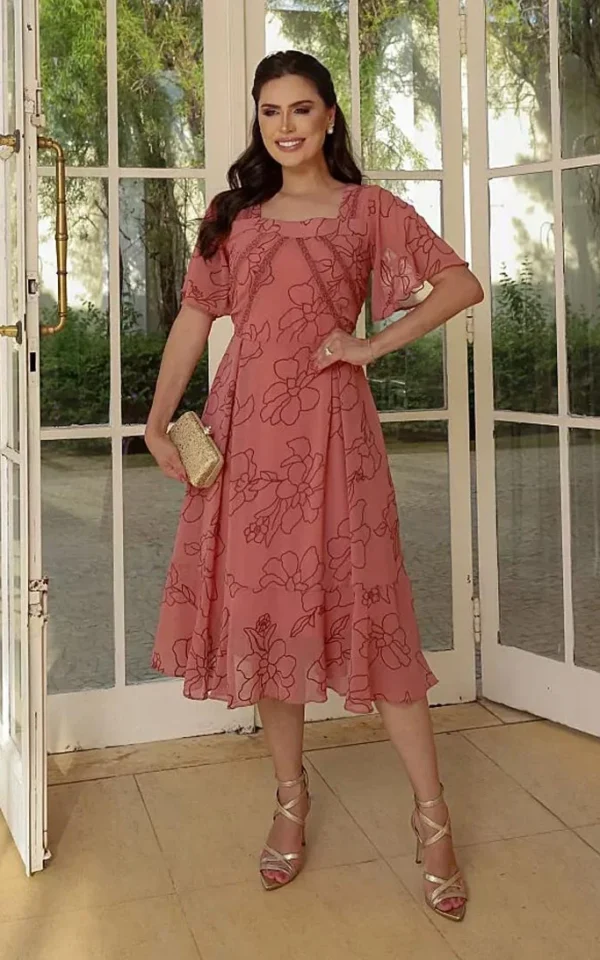 PROMOÇÃO - Vestido premium Rafa em chiffon, forrado