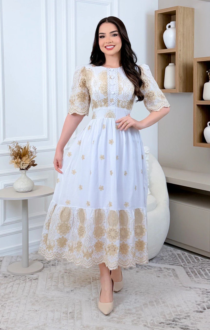 Vestido premium Liv em lese algodão, forrado - Imagem 4