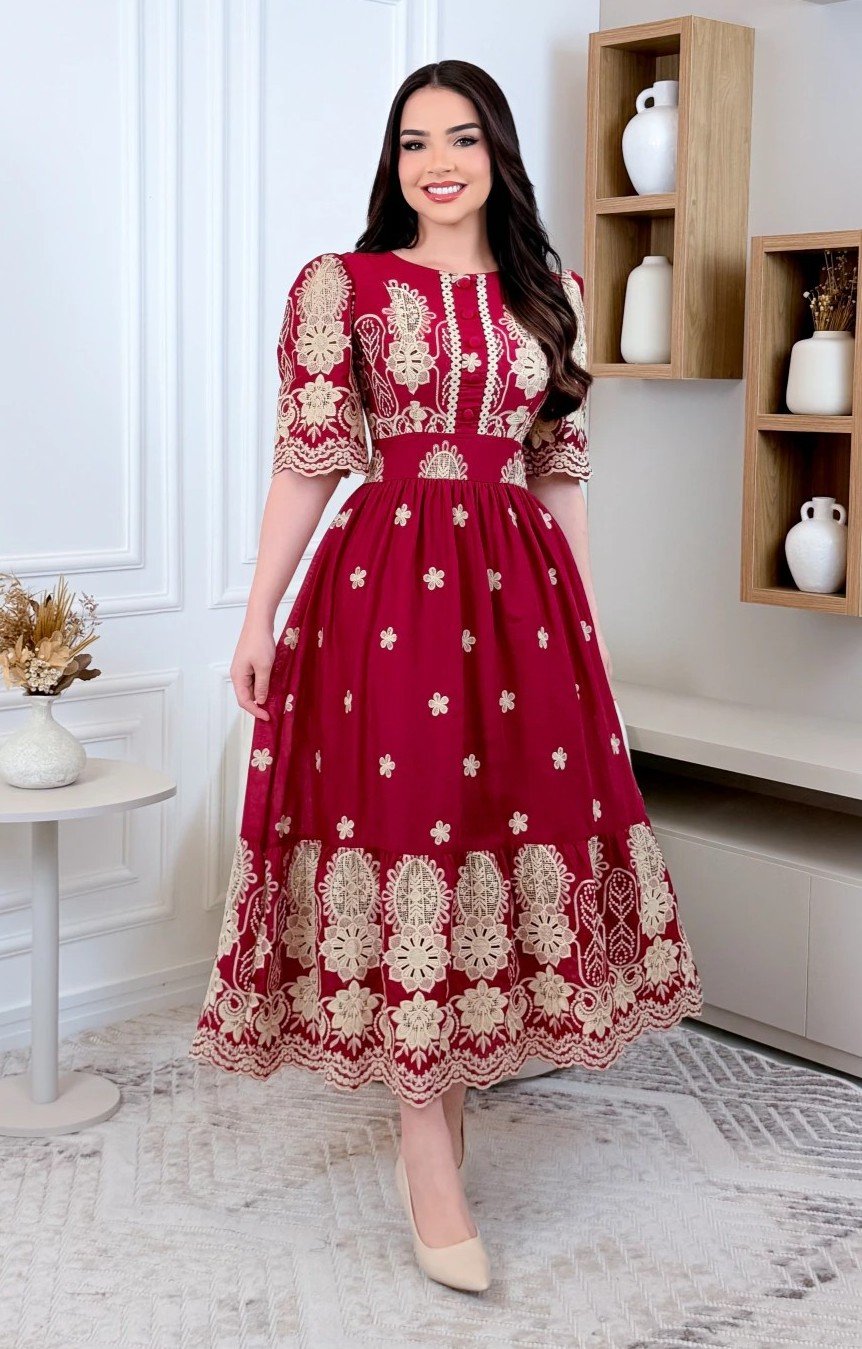Vestido premium Liv em lese algodão, forrado - Imagem 6