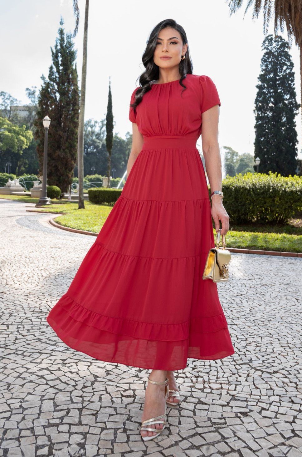 Vestido premium Sofia feito em chiffon, forrado - Imagem 6