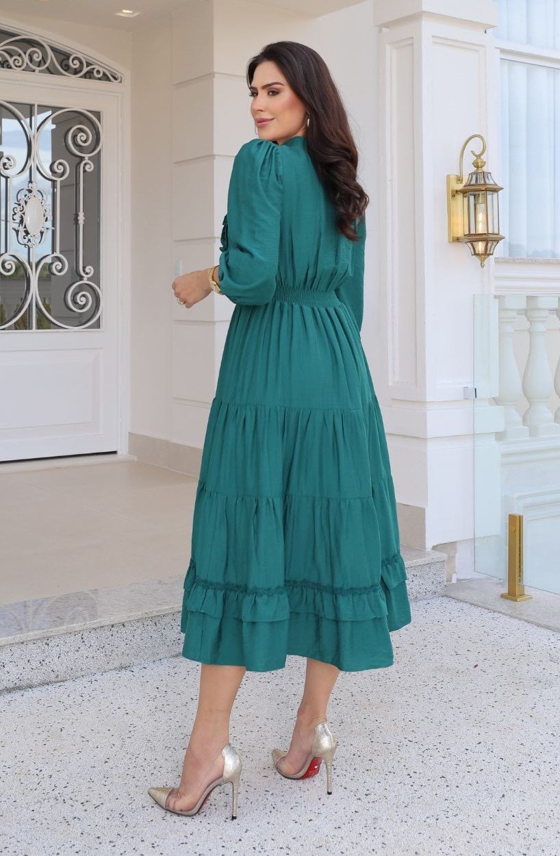 PROMOÇÃO - Vestido premium Kellen feito em linho rayon, forrado - Imagem 4