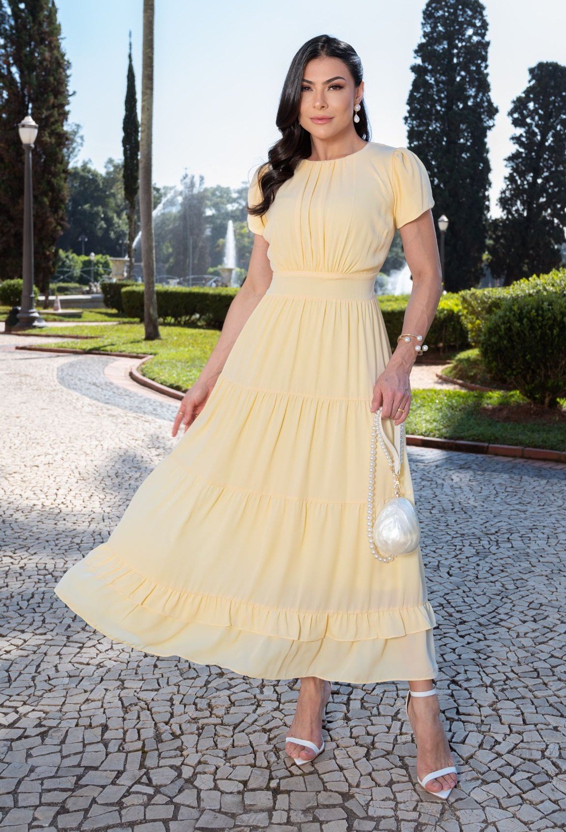 Vestido premium Sofia feito em chiffon, forrado - Imagem 2