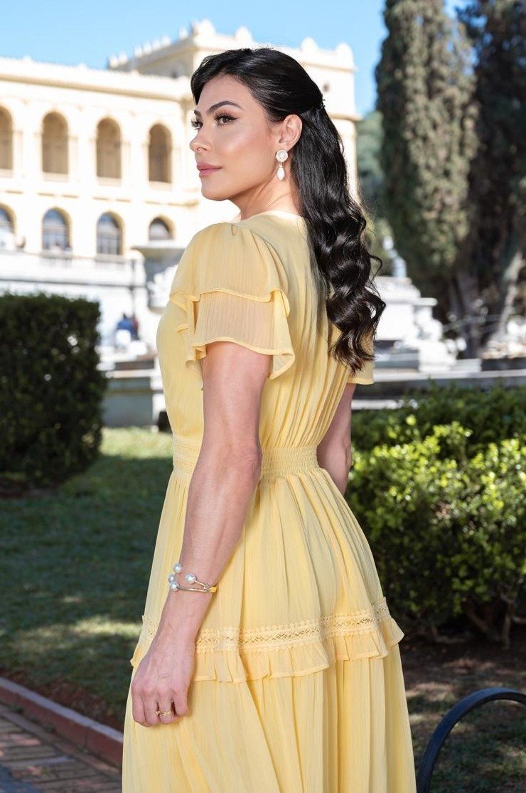 Vestido premium Yasmin em chiffon, forrado - Imagem 9